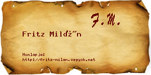 Fritz Milán névjegykártya