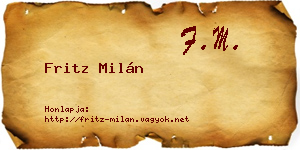 Fritz Milán névjegykártya